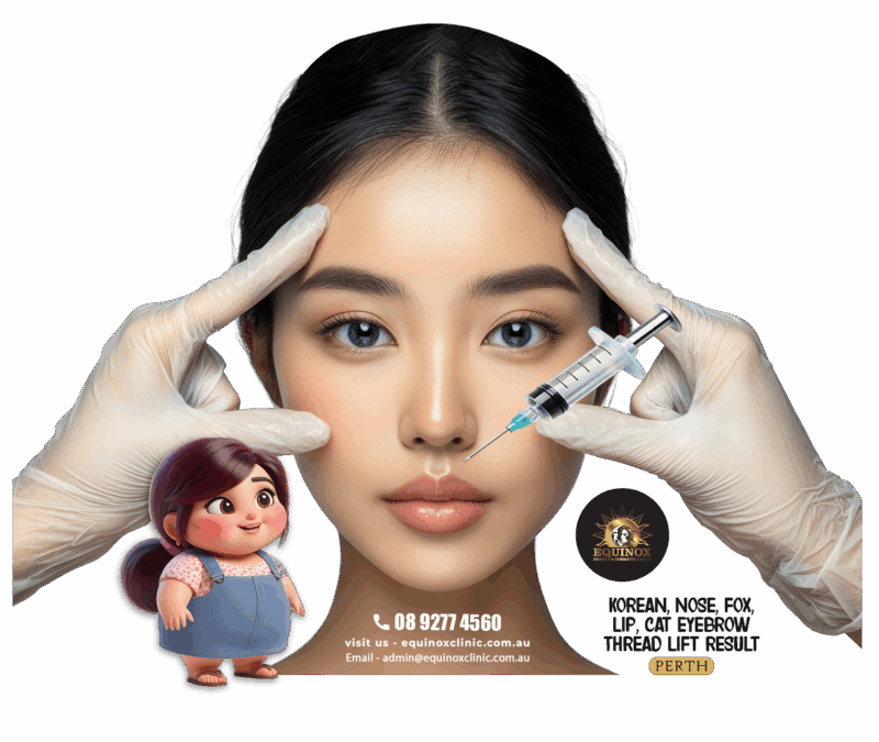 Korean, nose, fox, lip, cat eyebrow thread lift result Perth